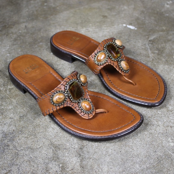Stuart Weitzman Shoes - Stuart Weitzman leather beaded jeweled sandals